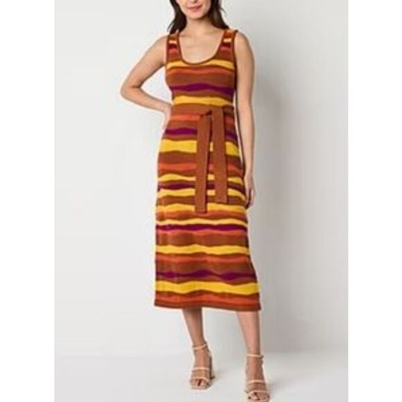 Worthington‎  Y2K Sleeveless Midi Sweater Dress Scoop Neck - Picture 1 of 6